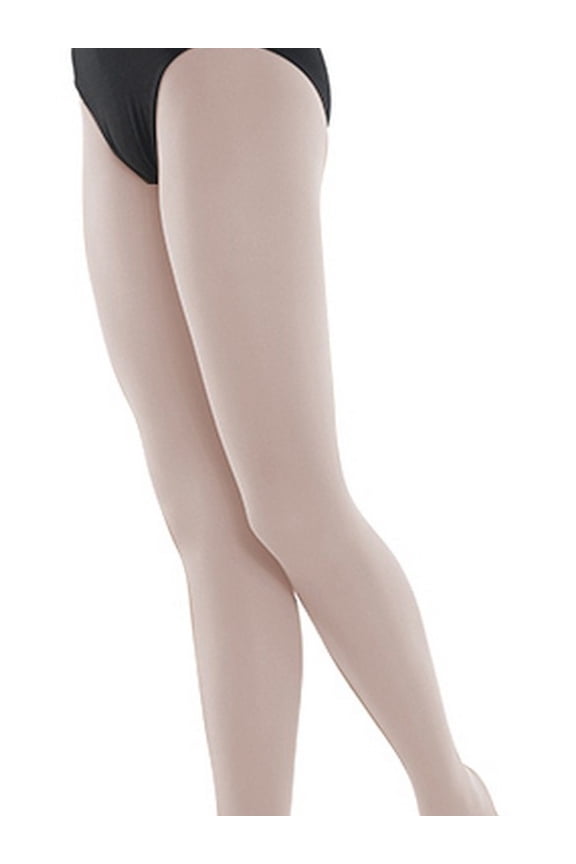 Little Girls Theatrical Pink Nylon-Micro Spandex Convertible Tights 4-6