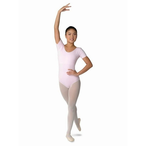 Danshuz Womens Pink Short Sleeve Classic Cotton Blend Leotard M