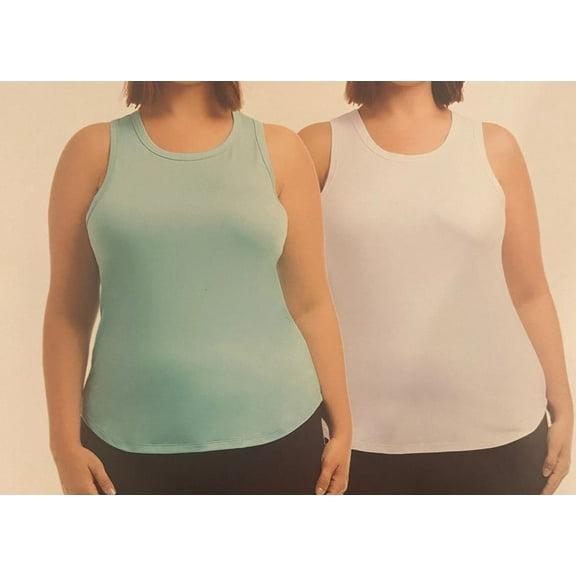 Danskin Airbrush Tank 2 piece set (White/Aqua Splash, M)