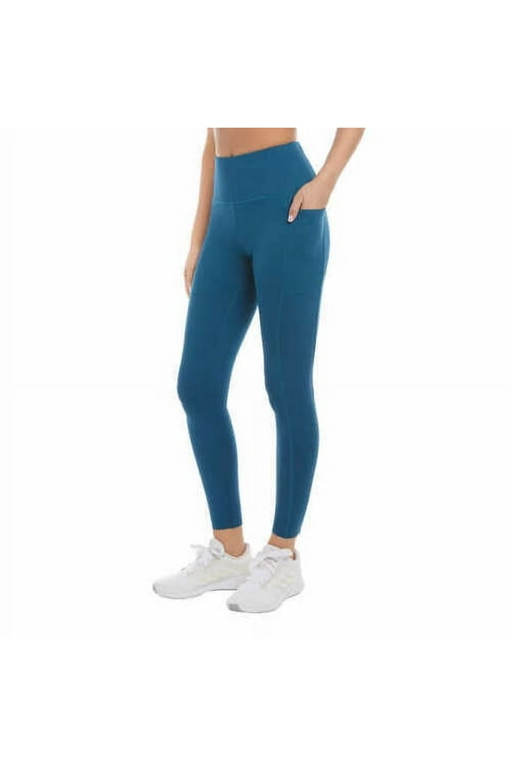 Ladies' 7/8 Brushed High Rise Leggings w/Pockets  Wicking (XXL, Blue)