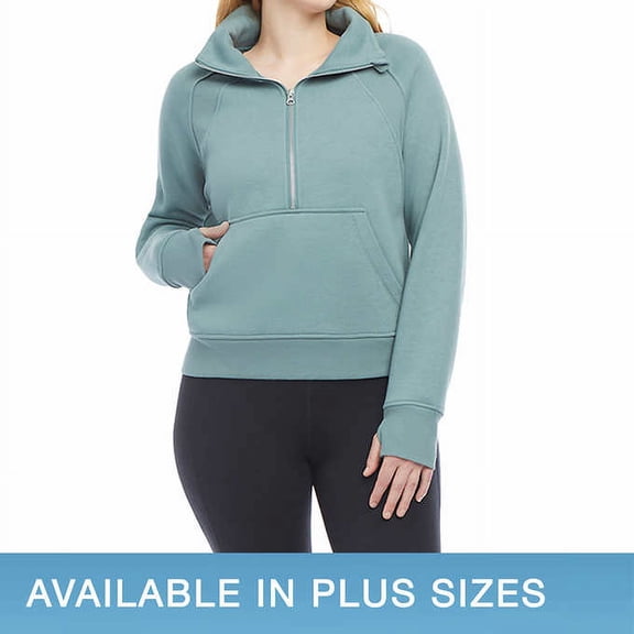 Danskin Ladies' Cozy Half-Zip Pullover (Tidewater Teal, M)