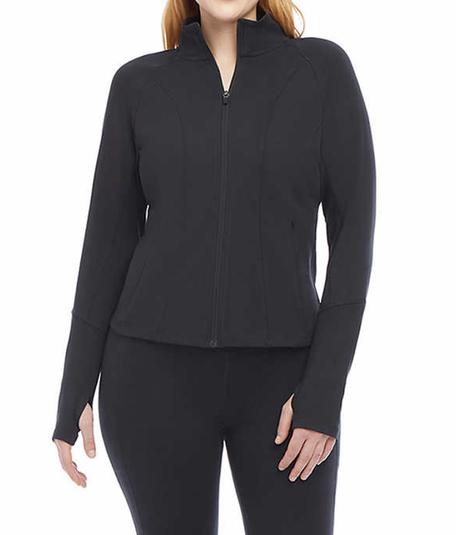 Danskin Ladies' Full Zip Hoodie Soft Brushed Yoga Jacket, Black