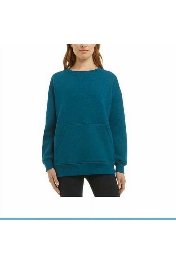 Ladies' Oversized Crewneck with Pocket, Blue, Small