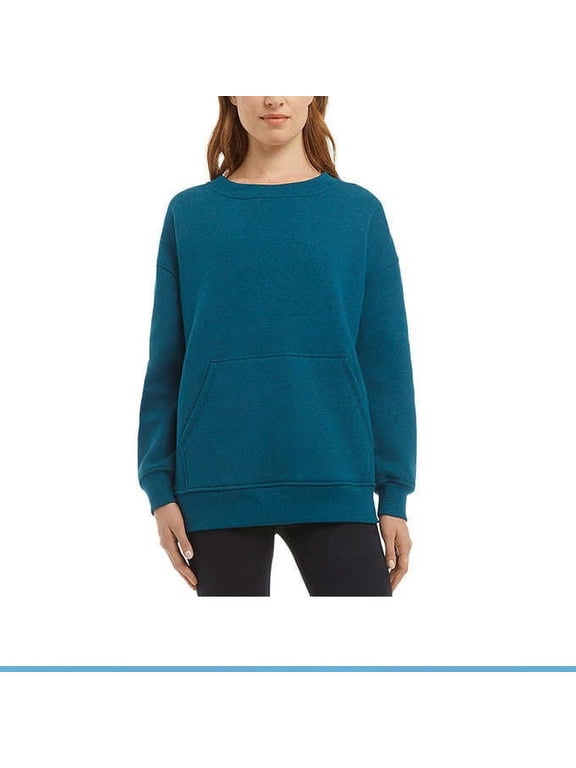 Ladies' Oversized Crewneck with Pocket, Teak Teal Heather XXL