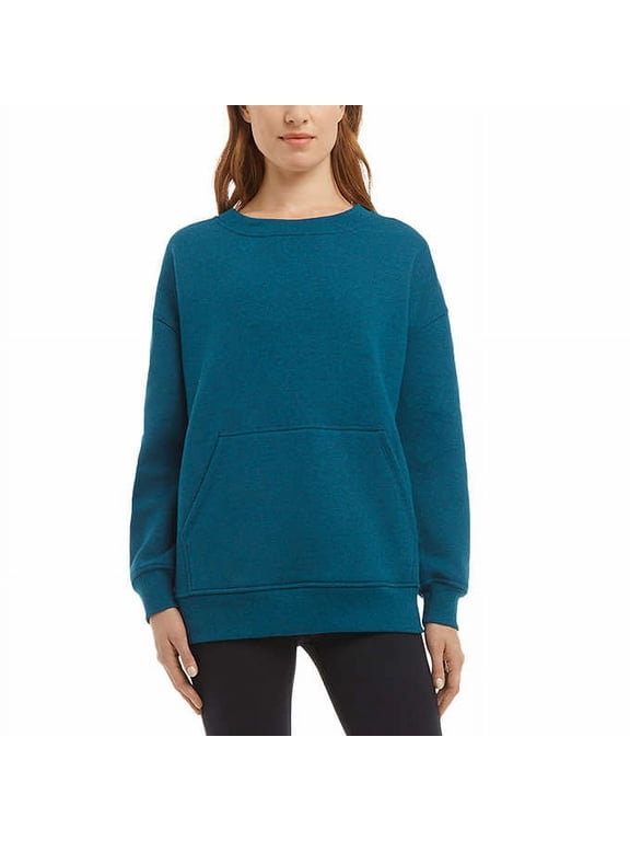 Ladies' Oversized Crewneck with Pocket (Teak Teal, Medium)