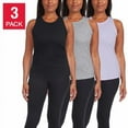 thumbnail image 1 of Danskin Ladies Ribbed Tank, 3-pack Black, Large, 1 of 8