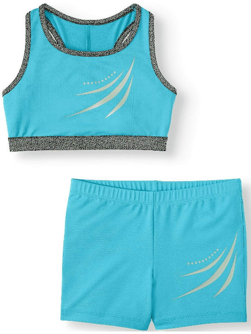 Danskin Girls Aqua Wave Bra Top & Bike Shorts Set - Walmart.com