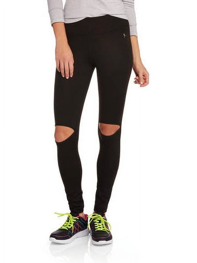 Danskin Now Juniors' High Waisted Leggings with Cut Out Knee 