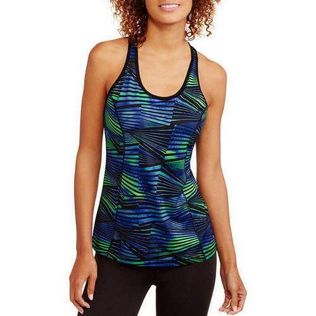 Danskin Now Women's Active 2fer Tank with Mesh Detail and Strappy Bra