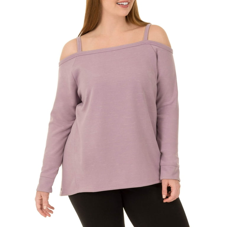 Danskin Now Women s Plus Active Off the Shoulder Pullover Sweatshirt Walmart