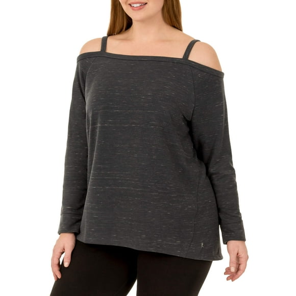 Danskin Now Women's Plus Active Off the Shoulder Pullover Sweatshirt