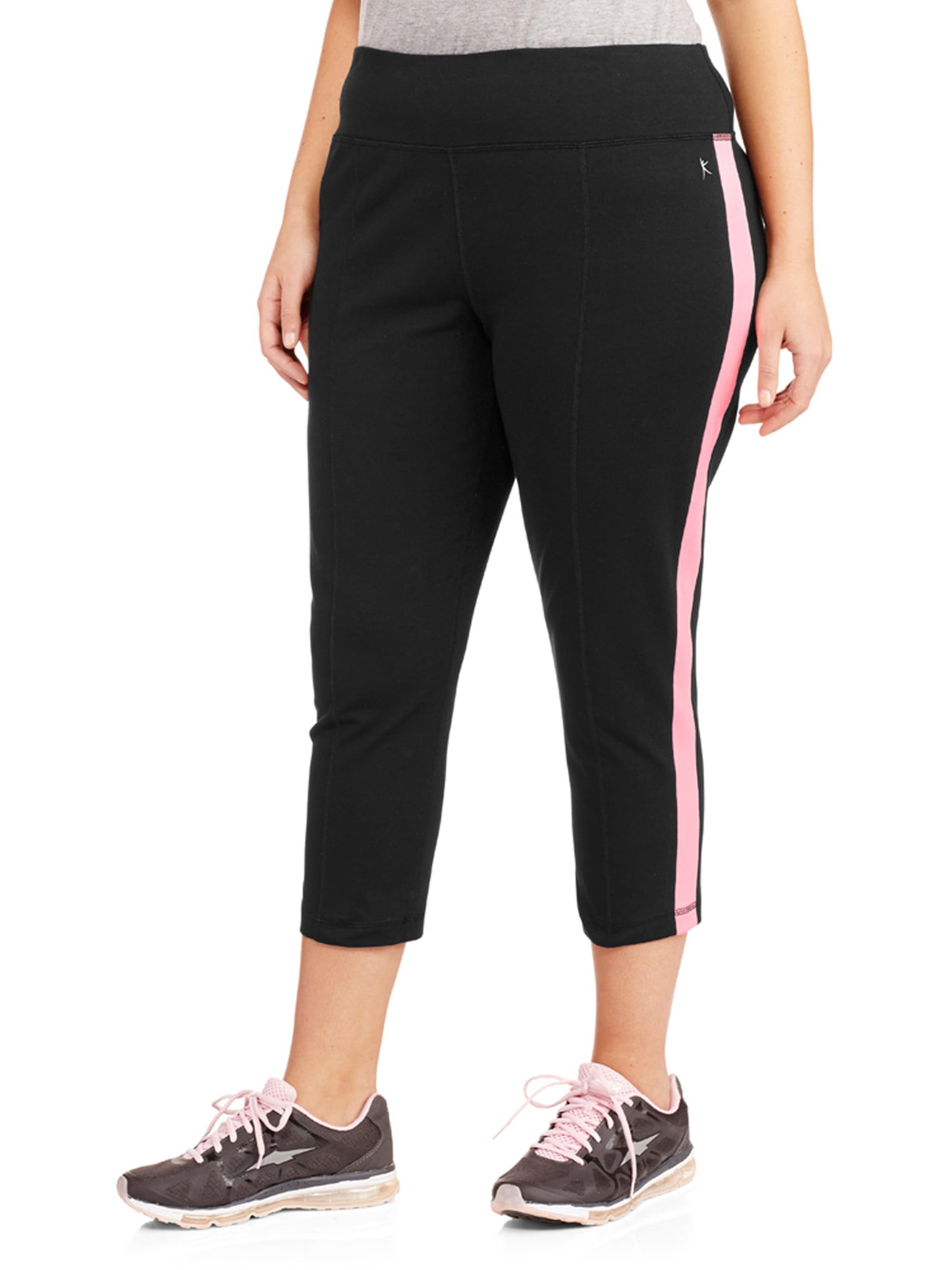 Danskin Now Women's Plus-Size Dri-More Capri Pants with Sporty Stripe 
