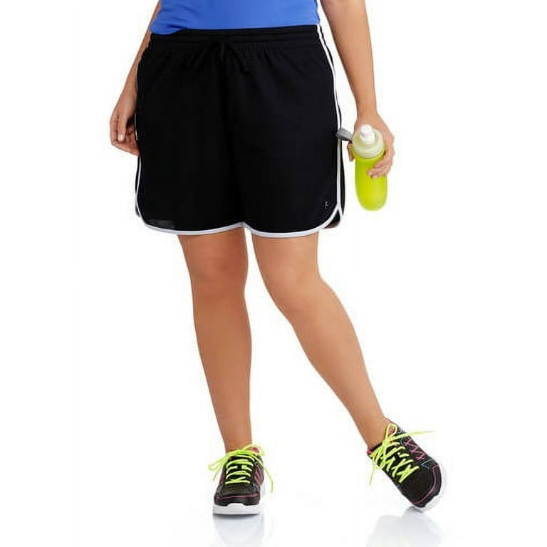 Danskin Now Women s Plus Size Mesh Shorts with Contrast Piping