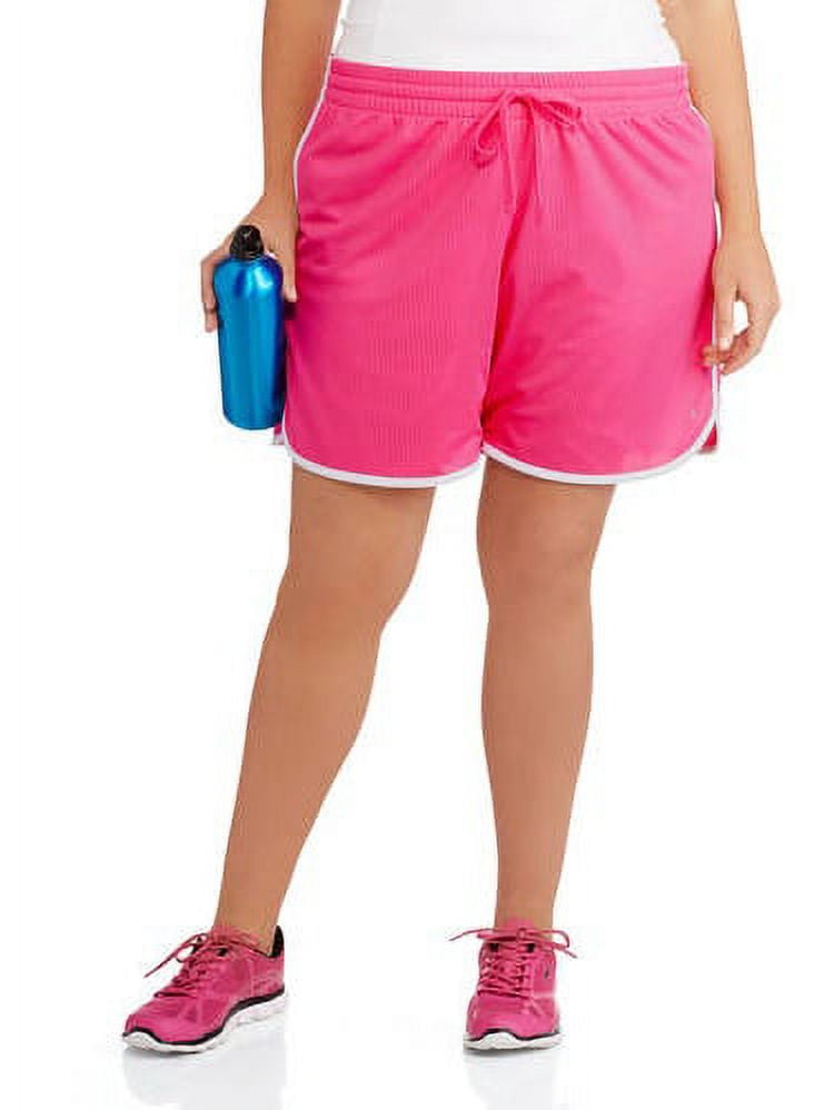 Danskin Now Women s Plus Size Mesh Shorts with Contrast Piping