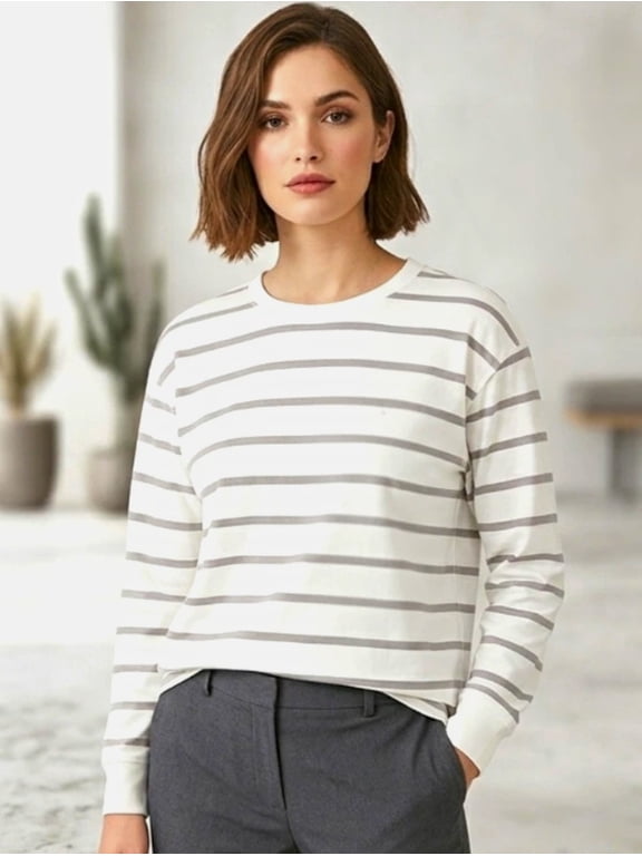 Stripe Long Sleeve Tee, Women's Large