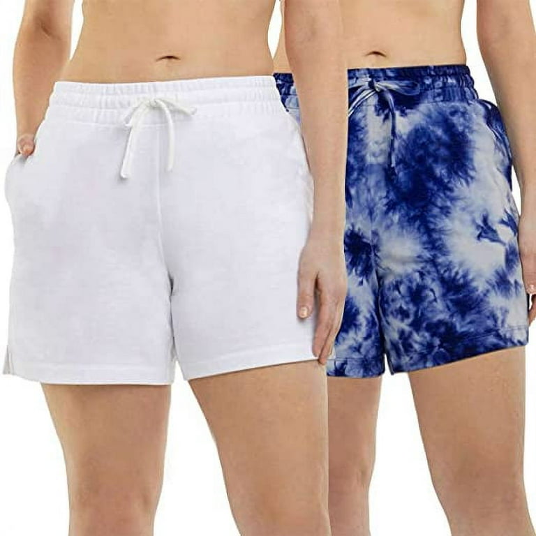 Danskin Women s 2 Pack Soft Active Short Neptune Blue Tie Dye Bright White XL Walmart