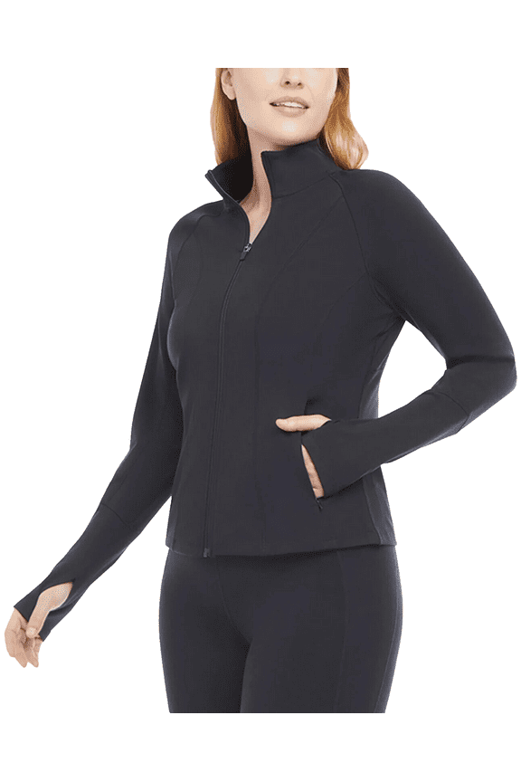 Women's Contour Yoga Full Zip Jacket, Black Salt Large