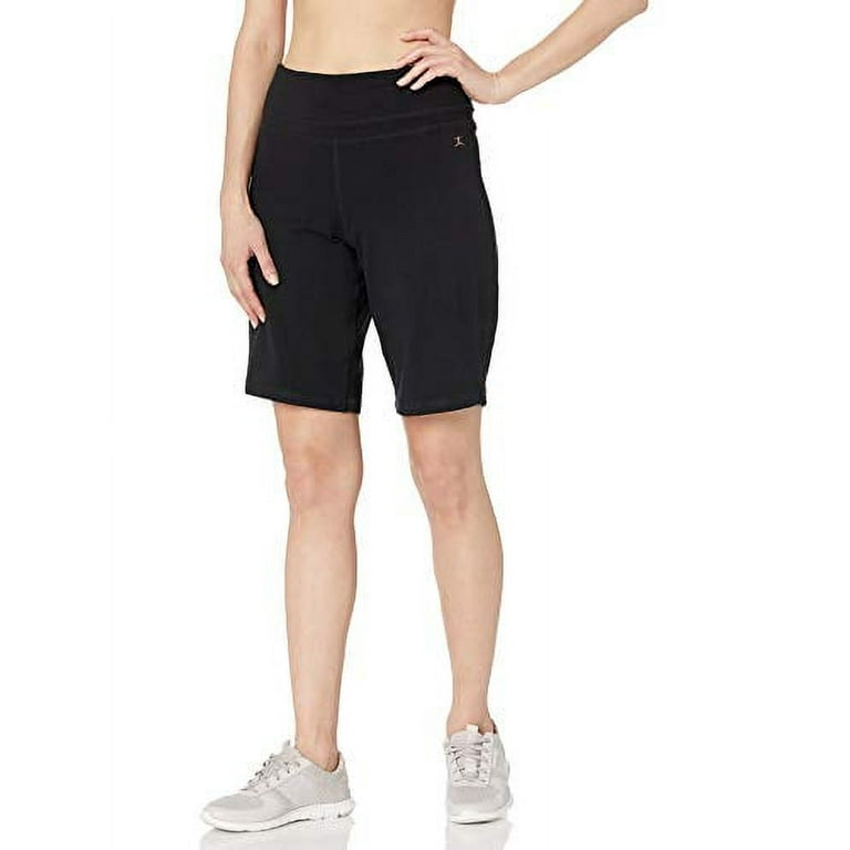 Danskin Women s Essential Wide Waistband Bermuda Short Black Small Walmart