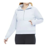 Danskin Womens Half Zip Pullover with Kangaroo Pocket Halogen Blue, Small