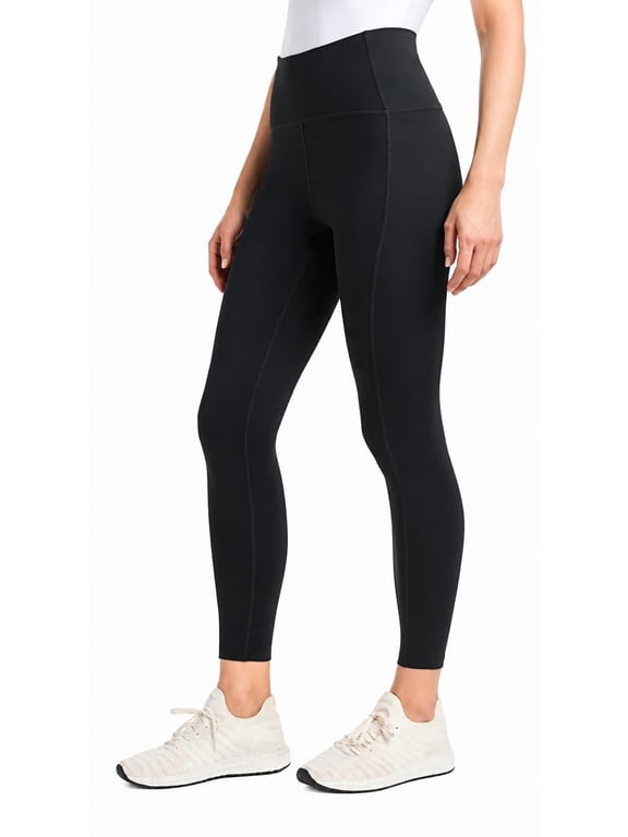 Women's High Rise Mositure Wicking Leggings with Side Pockets (US, Alpha, Medium, Regular, Regular, Black)