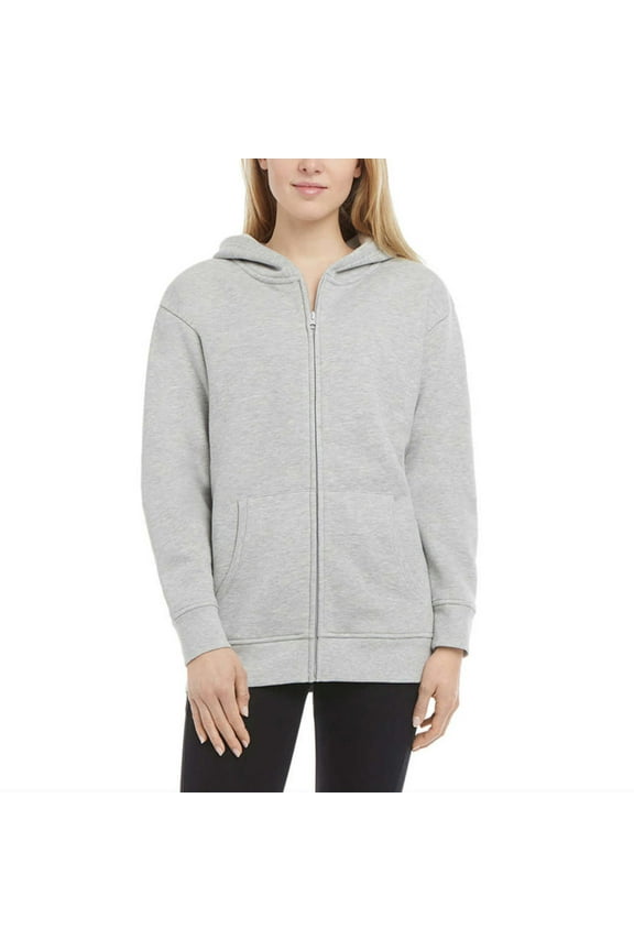 Women's Kangaroo Pockets Cotton Blend Soft Brushed Fleece Casual Active Full Zip Hoodie-Gray / 3X