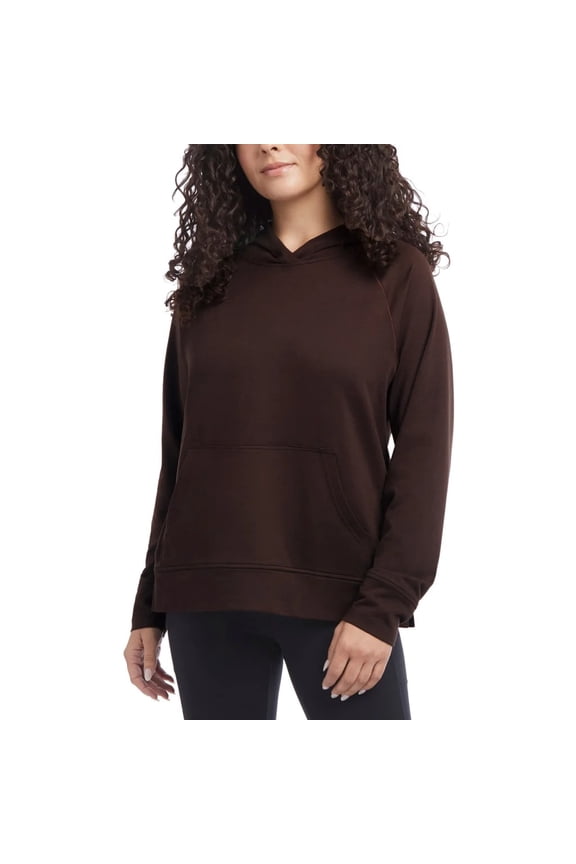 Women's Long Sleeve Melange Hoodie Pullover with Kangaroo Pocket (US, Alpha, Large, Regular, Regular, Espresso Heather (Brown))