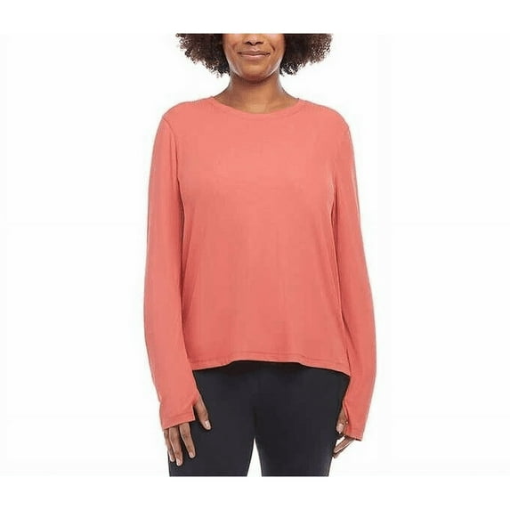 Danskin Women's Long Sleeve Ultimate Rib Tee Mineral Red S