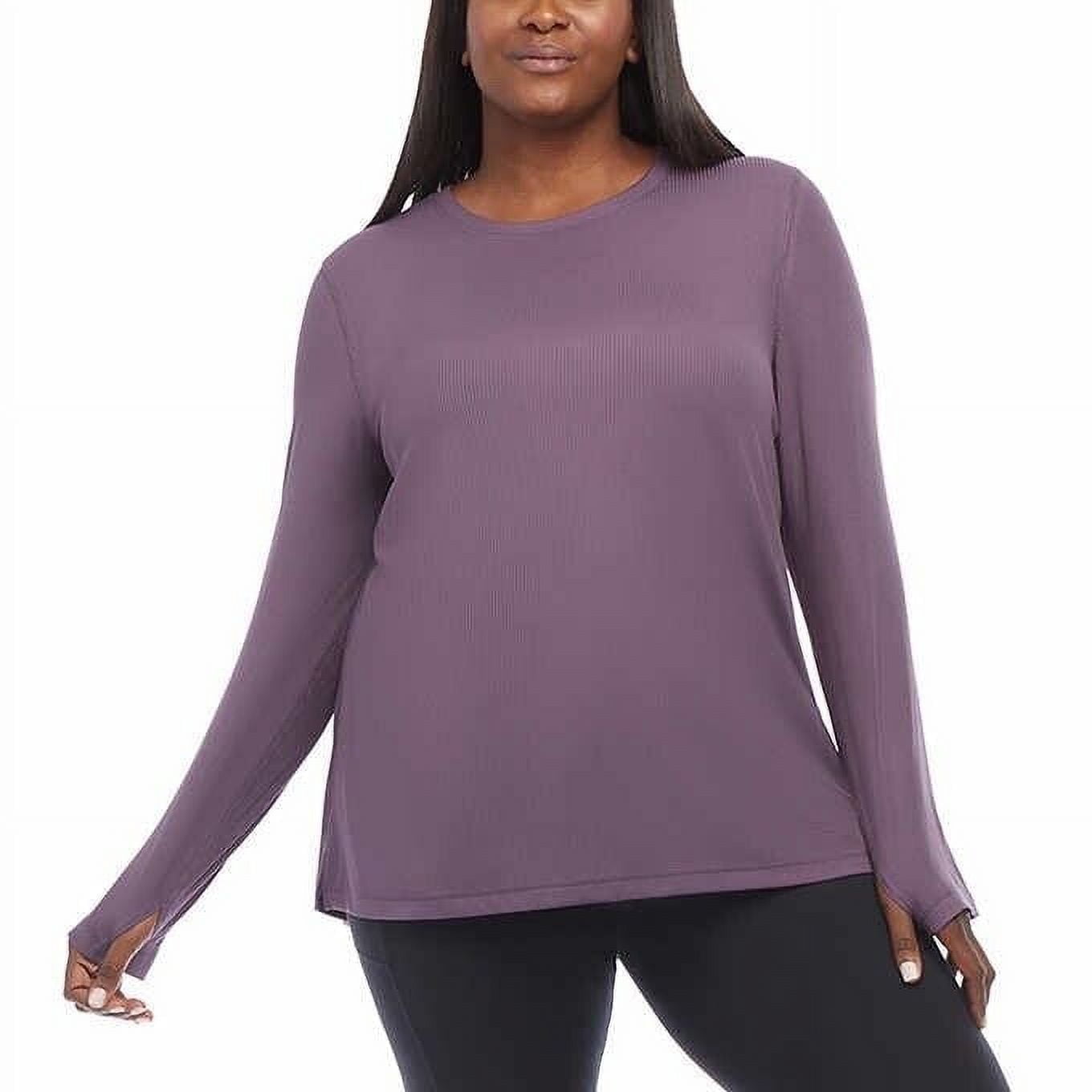 Danskin Women's Long Sleeve Ultimate Rib Tee Vintage Violet L