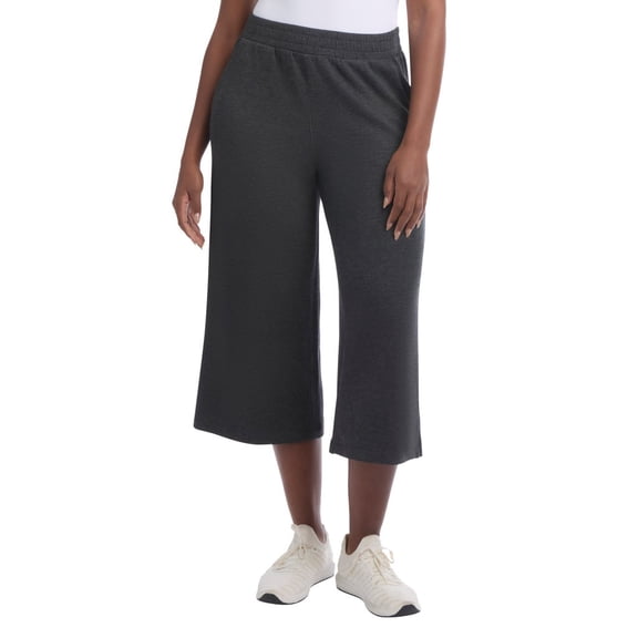 Danskin Women's Luxe Cropped Gaucho, Gray, XXL