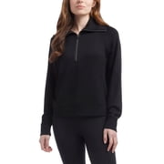 Danskin Womens Luxe Half Zip Pullover Top Black/Medium
