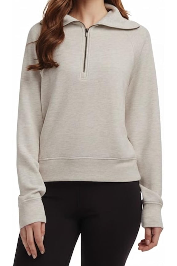 Women's Luxe Half Zip Pullover Top (US, Alpha, Small, Regular, Regular, Silver Heather (Gray))