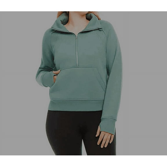 Danskin Women's Mixed Rib Half Zip Pullover Sweatshirt, Tidewater Jacket Large