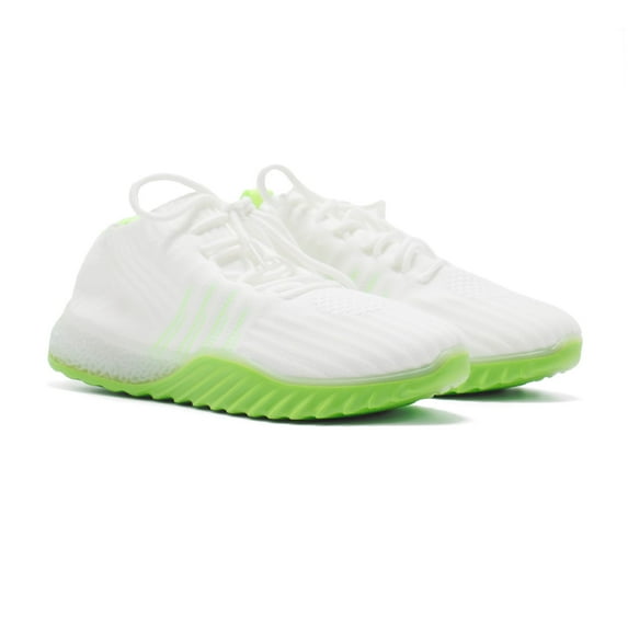 Danskin Women's Positive Sock Like Sneakers, White \ Lime,5.5 M US