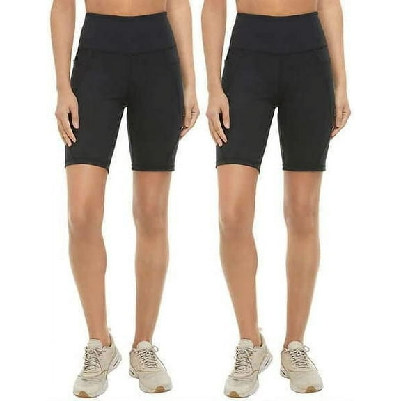 Danskin Women's Shorts Sz S Ladies' Bike Short, 2-Pack Black