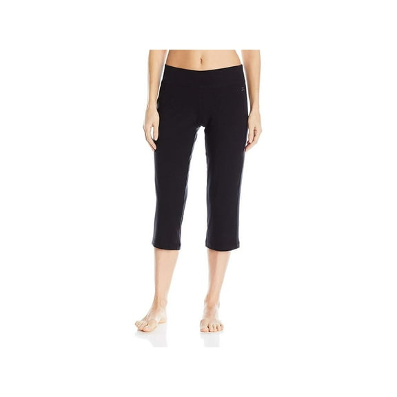 Danskin Women's Sleek Fit Yoga Crop Pant, Black, Medium