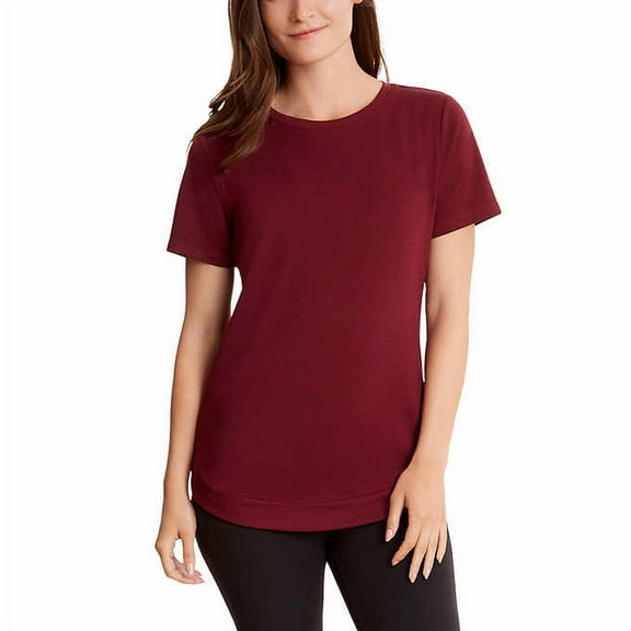 Danskin Women's Tunic Short Sleeve Shirts (Garnet, X- Small )