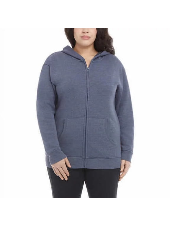 Women's Ultra Cozy Fleece Full Zip Hooded Jacket (Stonewash Heather, XL)