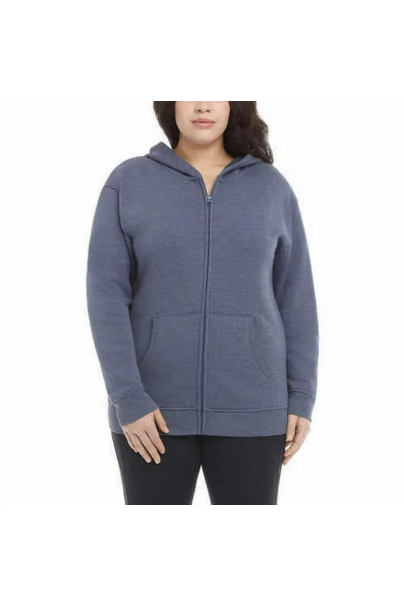 Women's Ultra Cozy Fleece Full Zip Hooded Jacket (Stonewash Heather, XL)
