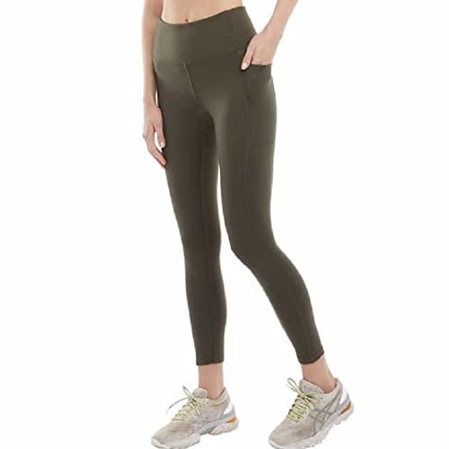 Danskin Women's Ultra High Legging Tight with Pockets Size: S, Color: Olive Smoke