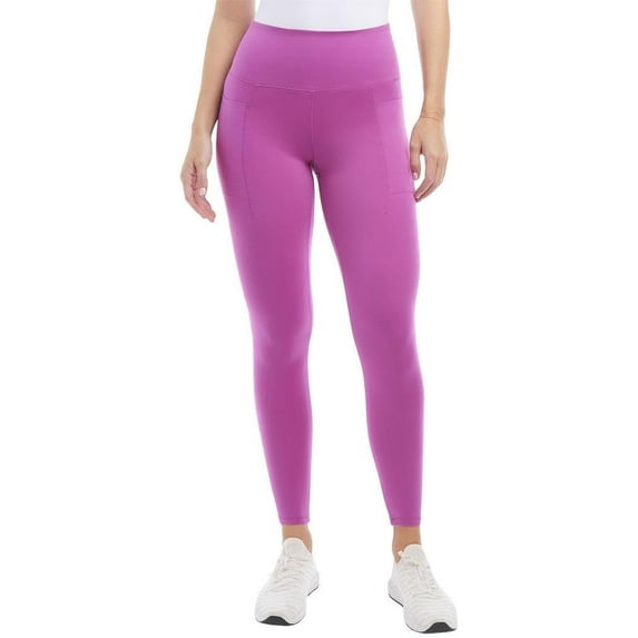 Danskin Women's Workout Yoga Pants High Waisted Active Leggings with Side Pockets (Meadow Mauve, Large)