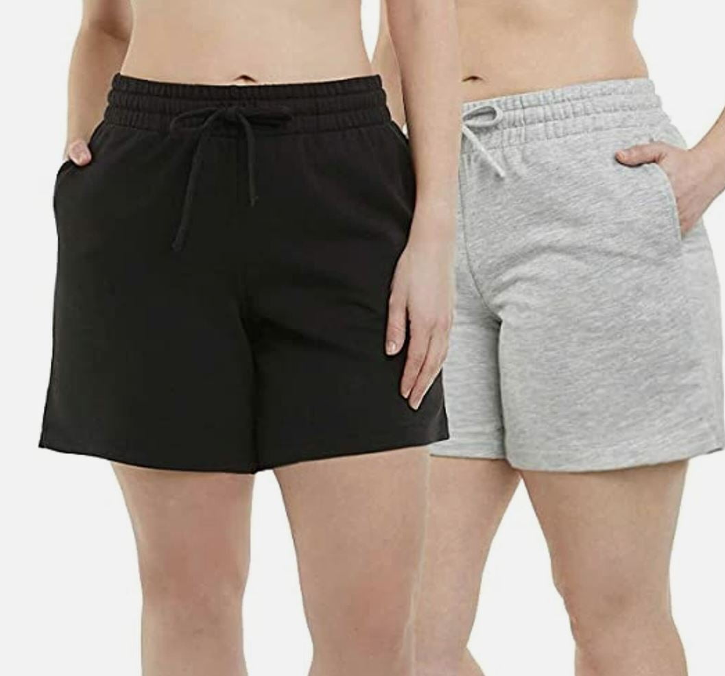 Danskin Womens Soft French Terry Active Shorts, 2 Pack