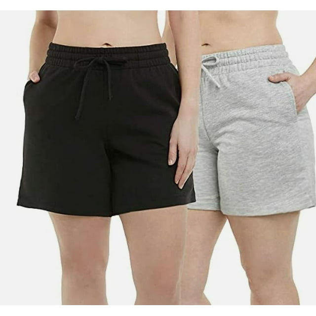 Danskin Womens Soft French Terry Active Shorts, 2 Pack