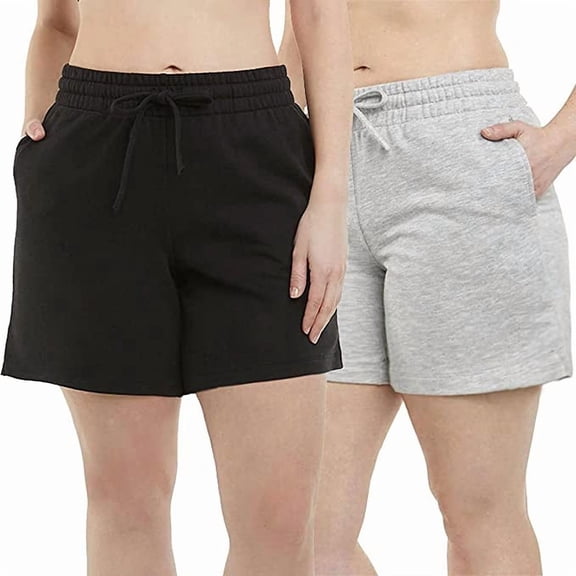 Danskin Womens Soft French Terry Active Shorts, 2 Pack