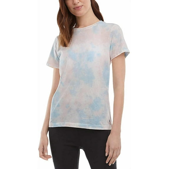 Danskin Womens Tie Dye Tee Shirt (Blue Wonder Combo Small)