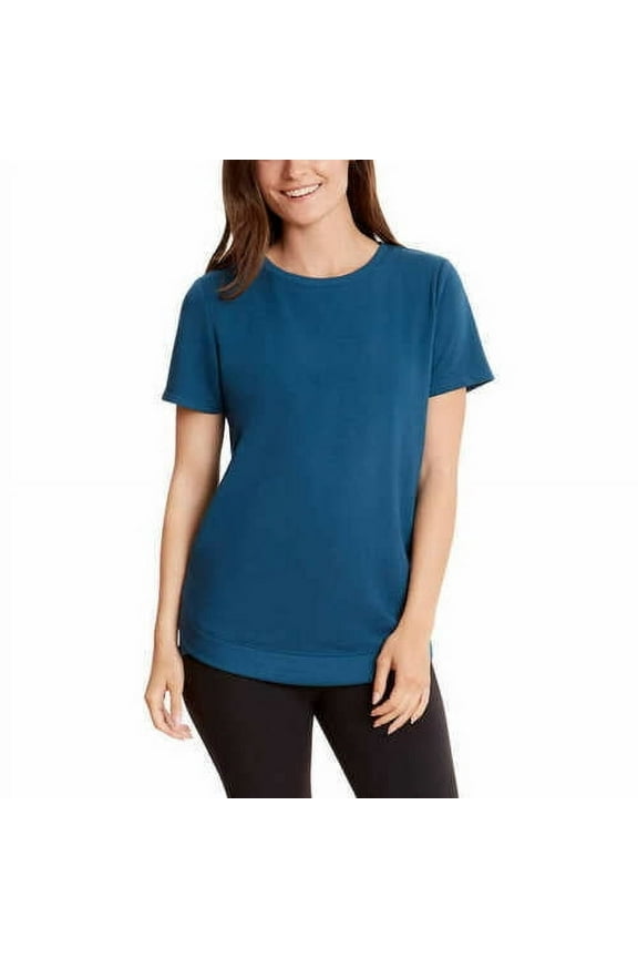 Womens Tulip Hem Tunic Short Sleeve Shirt,Deep Teal,X-Small