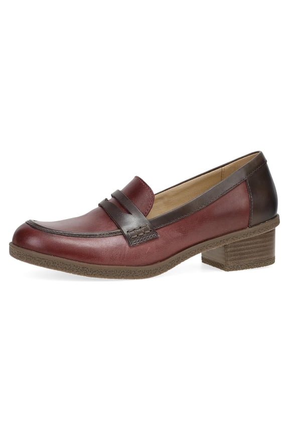 Danica Heeled Loafer for Women - Waterproof Leather with Rubber Outsole and Leather Stacked Heel for Long-Lasting Style in Any Weather Plum/Chocolate 6.5-7 M US