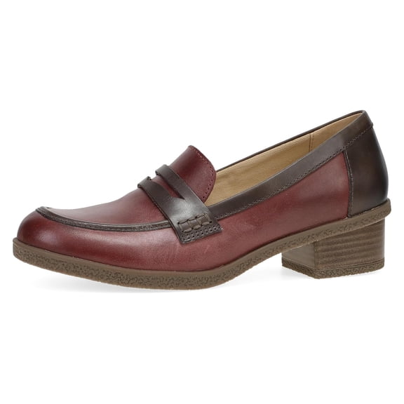 Dansko Danica Heeled Loafer for Women - Waterproof Leather with Rubber Outsole and Leather Stacked Heel for Long-Lasting Style in Any Weather Plum/Chocolate 8.5-9 M US