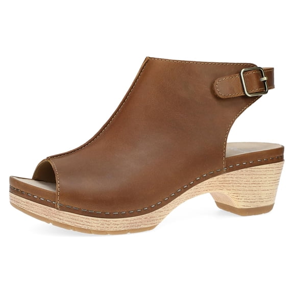 Dansko Lizzy Peep-Toe Booties for Women - Linings from Recycled Materials and Leather for Breathability- Lightweight Rubber Outsole for Long-Lasting Wear Tan 7.5-8 M US