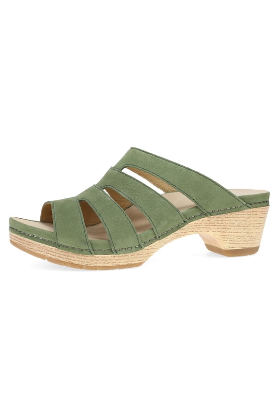 Lyndi Slide Sandals for Women - Caged-Style Design with Leather Uppers and Lightweight Rubber Outsole Jade 9.5-10 M US