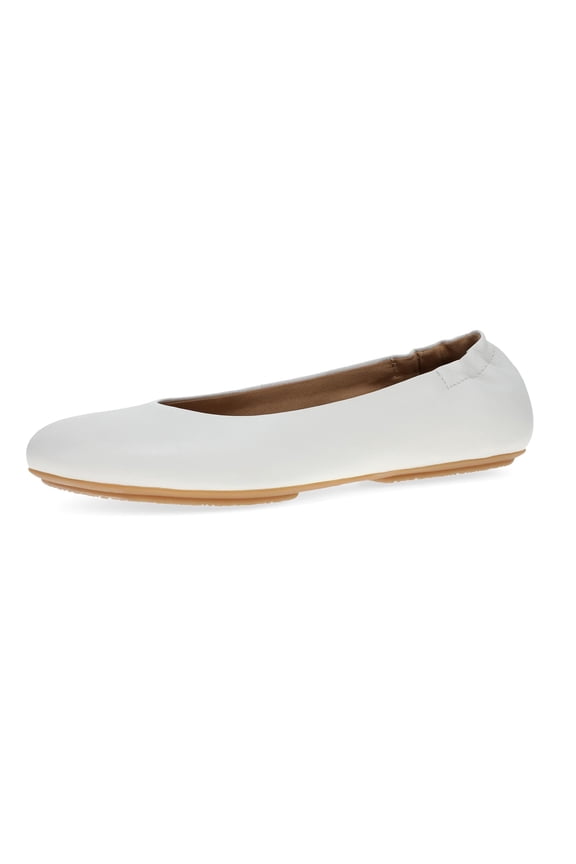 Mollie Slip-On Ballerina Flats for Women  Built-in Wedge with Arch Support  Versatile Casual to Dressy Footwear  Lightweight Rubber Outsole White Calf 9.5 M US